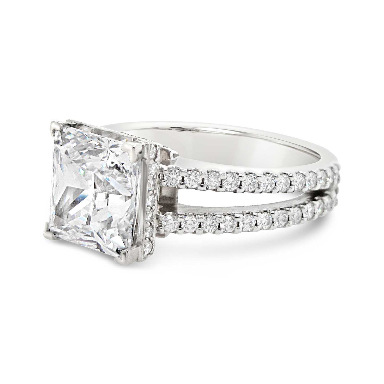 3ct Princess Cut with Diamond Accents