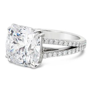 6ct cushion cut with split diamond shank