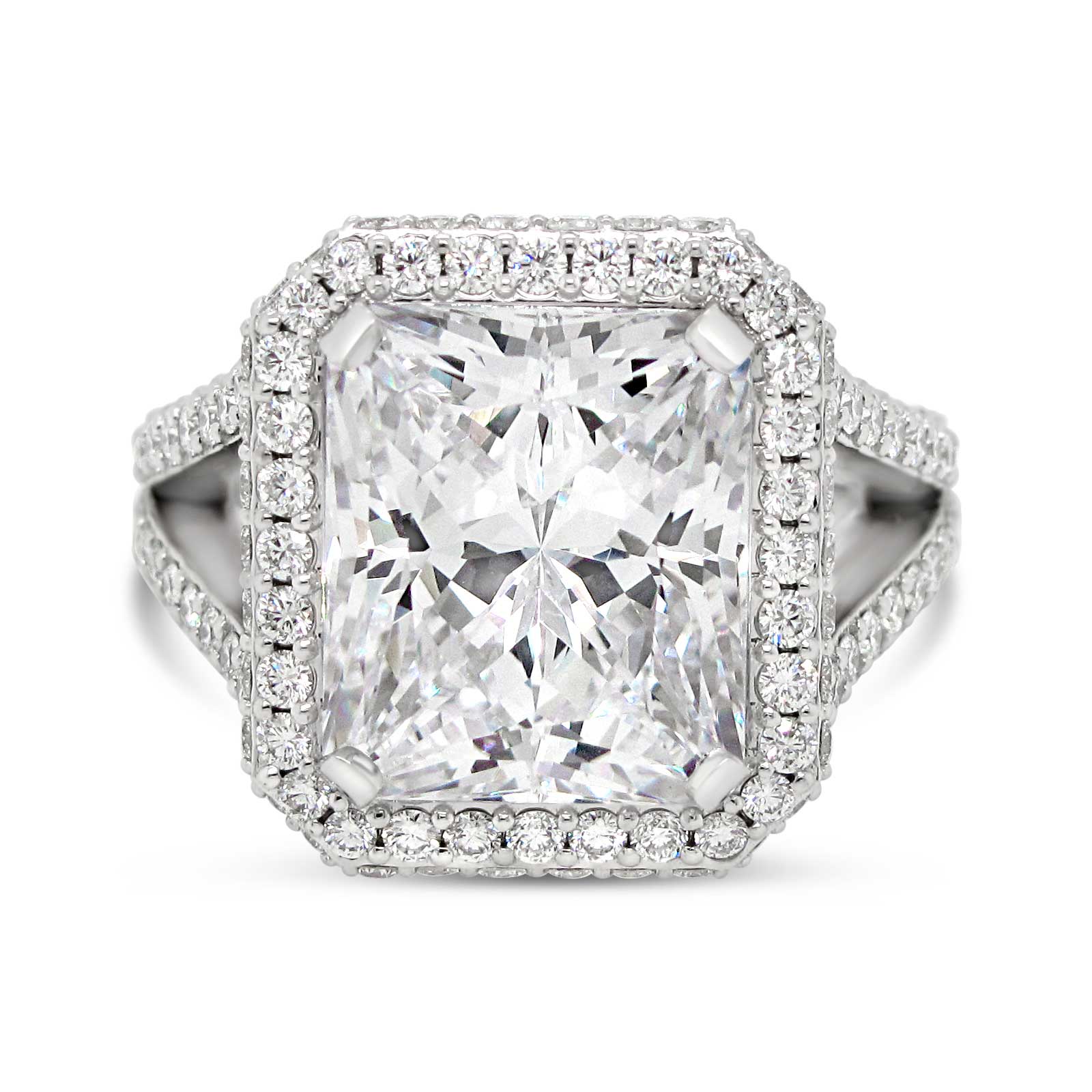 6ct Radiant Cut and Diamond Ring