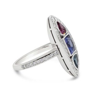 Tanzanite and Garnets with a Diamond Halo