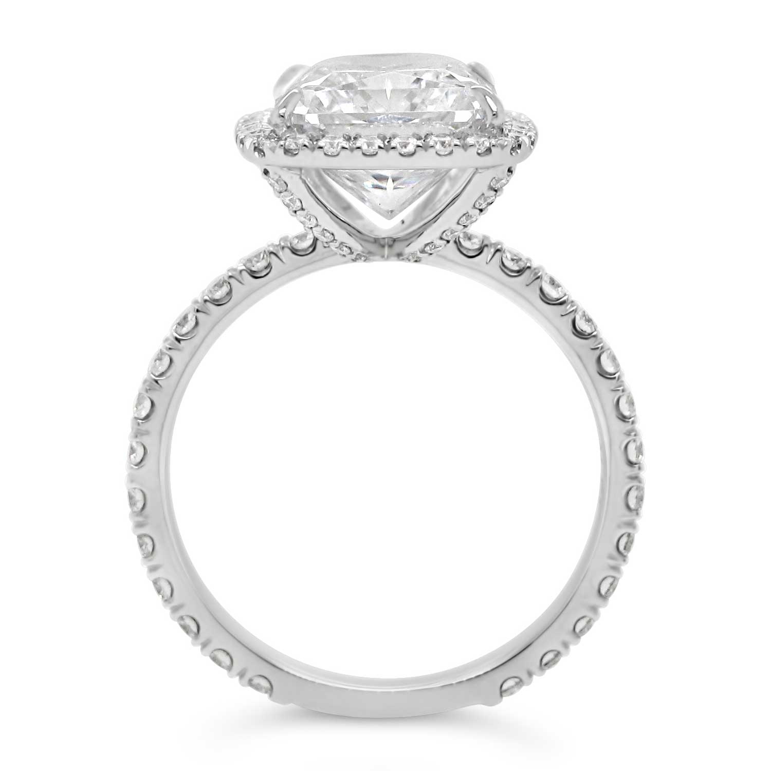 3.5ct radiant cut with diamond halo and shank