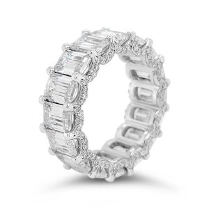 Moissanite eternity ring with lab grown diamond accents