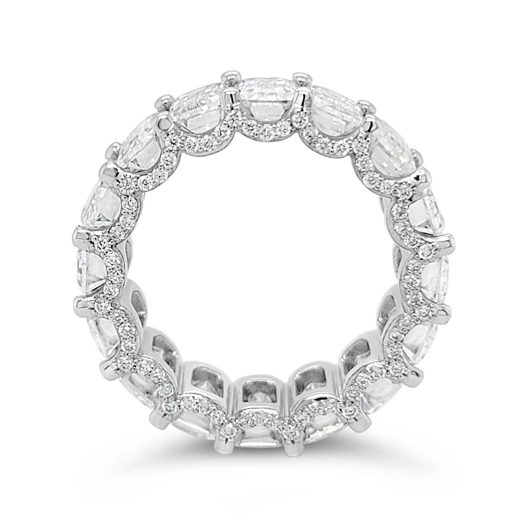 Moissanite eternity ring with lab grown diamond accents