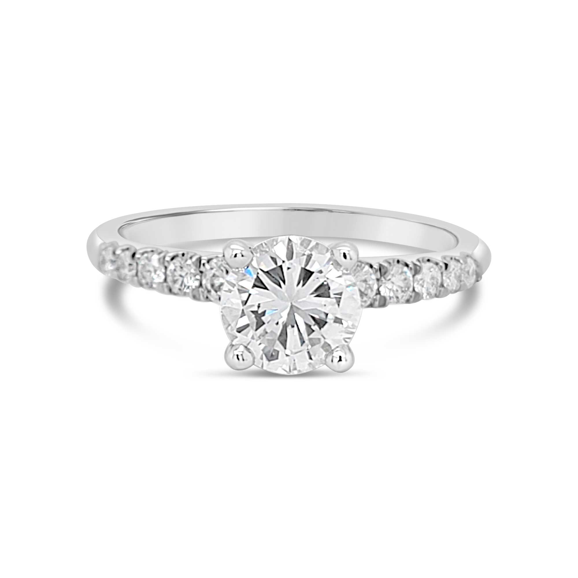 Platinum engagement ring designed with customer's diamonds