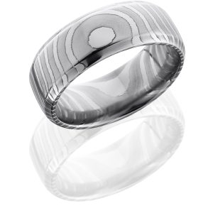 Damascus steel tiger pattern domed band LB403