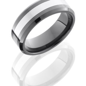 Lashbrook Ceramic and tungsten band with beveled edges LB703