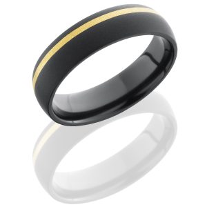 Zirconium band with 14k yellow gold inlay LB801